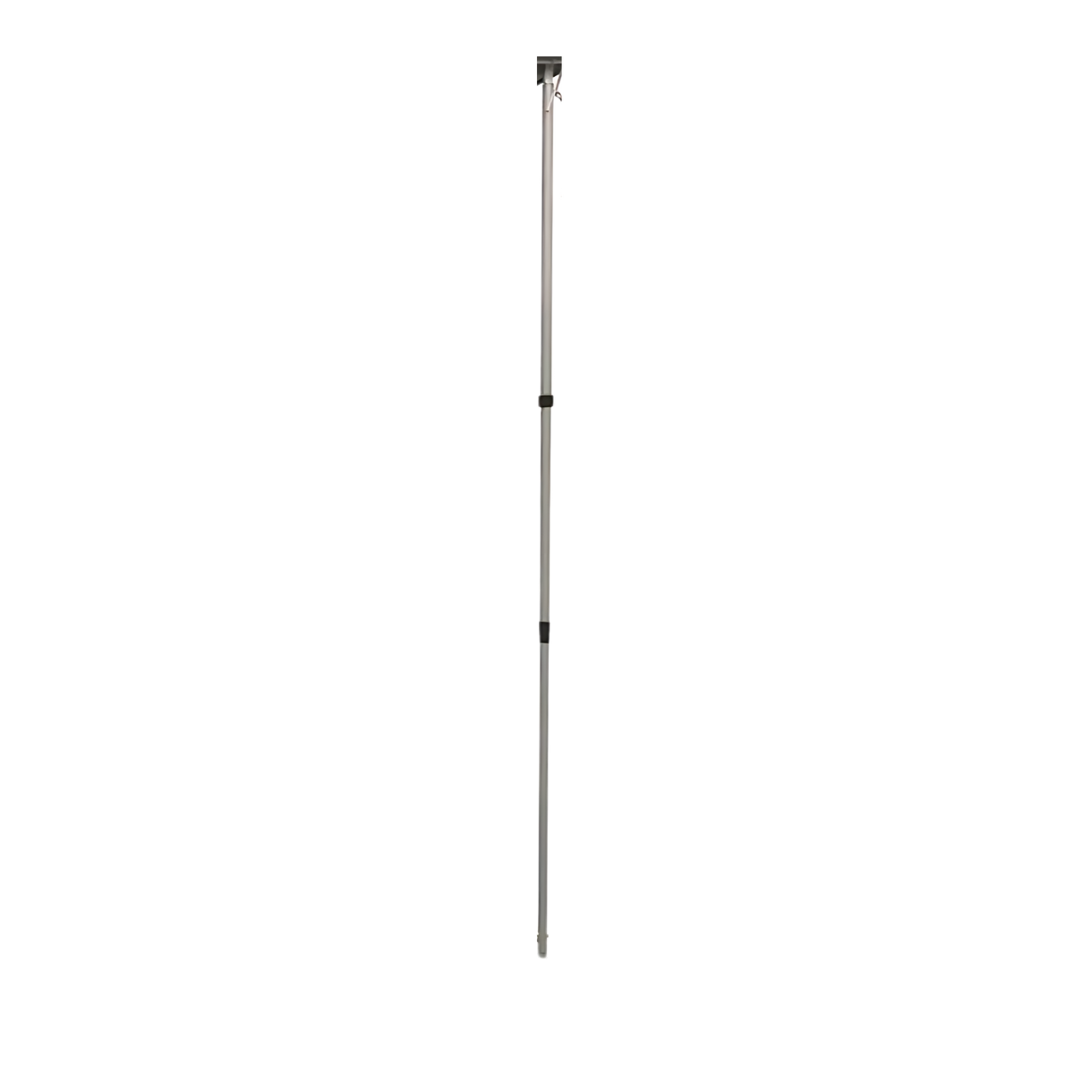 The CVT 180 Awning Replacement Pole is a long, silver telescopic pole with black adjustment knobs and a flat rectangular top attachment, shown standing vertically against a plain white background—perfect as a replacement part for your 180 Awning Pole or 180 Degree Awning.