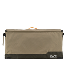 A rectangular khaki and dark green CVT Soft Side Storage™ bag featuring a zippered lid, black corner reinforcements, an orange top handle, and a white CVT logo in the lower right corner. This water-resistant storage solution is perfect for keeping your essentials organized and protected.