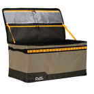 The CVT Soft Side Storage™ is a large rectangular collapsible storage box in khaki and black with yellow trim, featuring a hinged lid with a transparent panel and a small white logo on the front bottom corner—perfect for organizing your gear.
