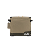 A beige and dark green CVT Soft Side Storage™ cooler featuring a top handle, black corner accents, a left-side tag, and a white CVT logo at the bottom right, designed for collapsible and water-resistant storage needs, displayed against a plain white background.