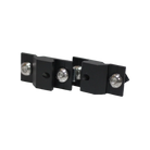 The CVT Mt. Hood Spring Rod Holder - 2 Pack features a black metal hinge with three sections, each joined by a silver screw. Perfect for use with spring rod holders or as part of your Mt. Hood tent setup, the hinge is displayed diagonally against a plain white background.