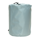A light gray, cylindrical CVT Pioneer Insulation Walls bag made of smooth, water-resistant material, perfect for cold weather camping, stands upright against a white background.