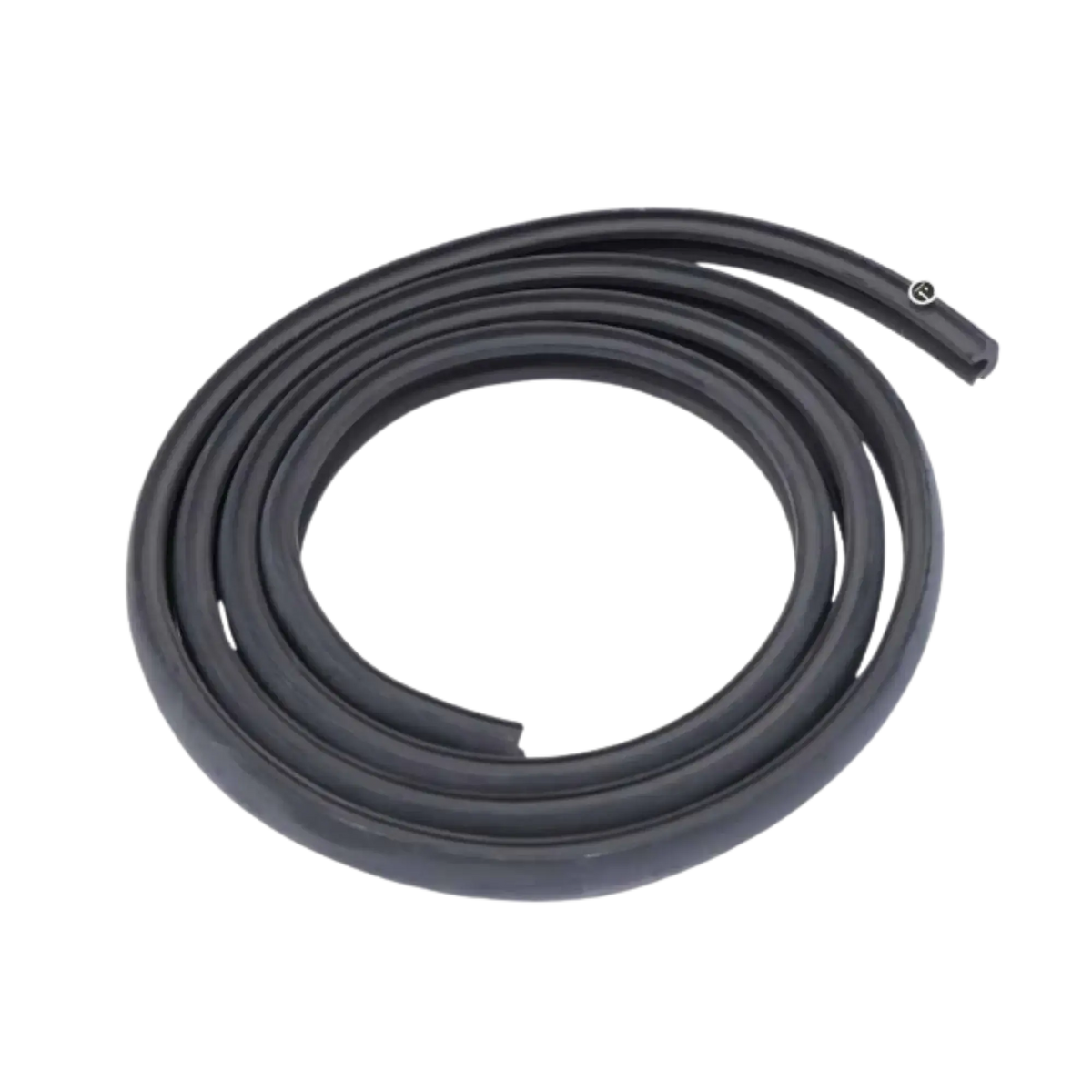 The CVT Mt. Hood Bulb Seal, a black coiled rubber weatherstrip, is displayed on a plain white background—perfect for creating a secure, weatherproof seal on your rooftop tent or Mt. Hood tent.