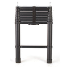 The CVT Mt. Hood/La Sal Telescoping Ladder is a black, foldable ladder featuring two sturdy legs, closely spaced rungs, and a central carrying handle—making it ideal for use as a tent ladder with Mt. Hood tents or any rooftop tent setup.