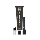 A tube of GEAR AID Seam Sealant Kit for tent repair, featuring a black applicator brush, a white cap, and a black spatula, all displayed on a white background.